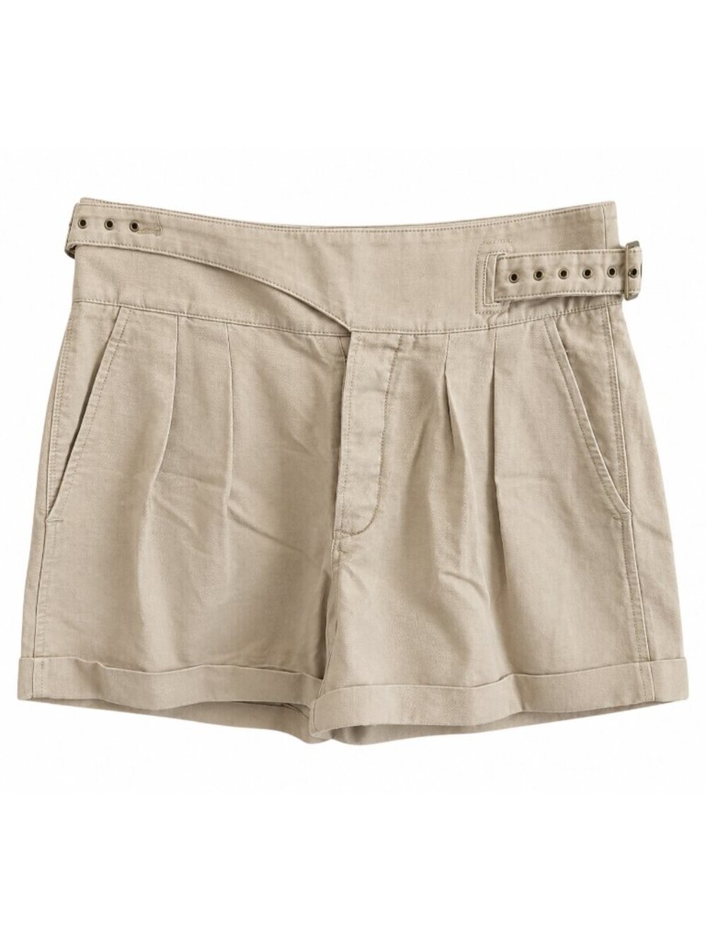 Banana Republic Womens Beige Belted Linen-Blend Shorts Size 10 Petite